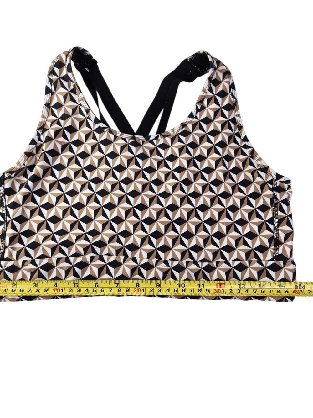 DSG Geometric Print Sports Bra in Black and Tan - Picture 8 of 8